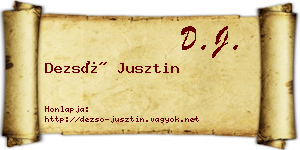 Dezső Jusztin névjegykártya