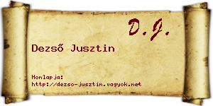 Dezső Jusztin névjegykártya